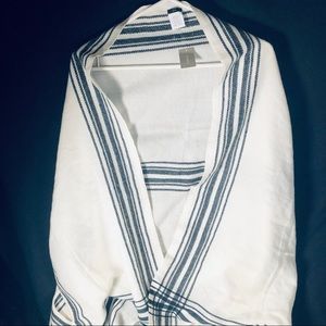 NWT J. Crew Blanket Stripe Cape-Scarf Ivory Gray